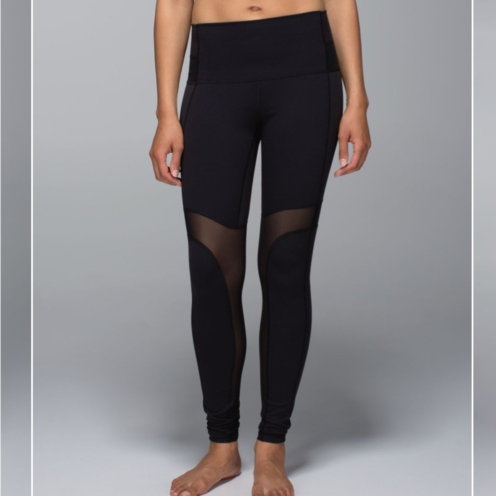 Lululemon breathe easy pant Black Mesh Panel Leggings